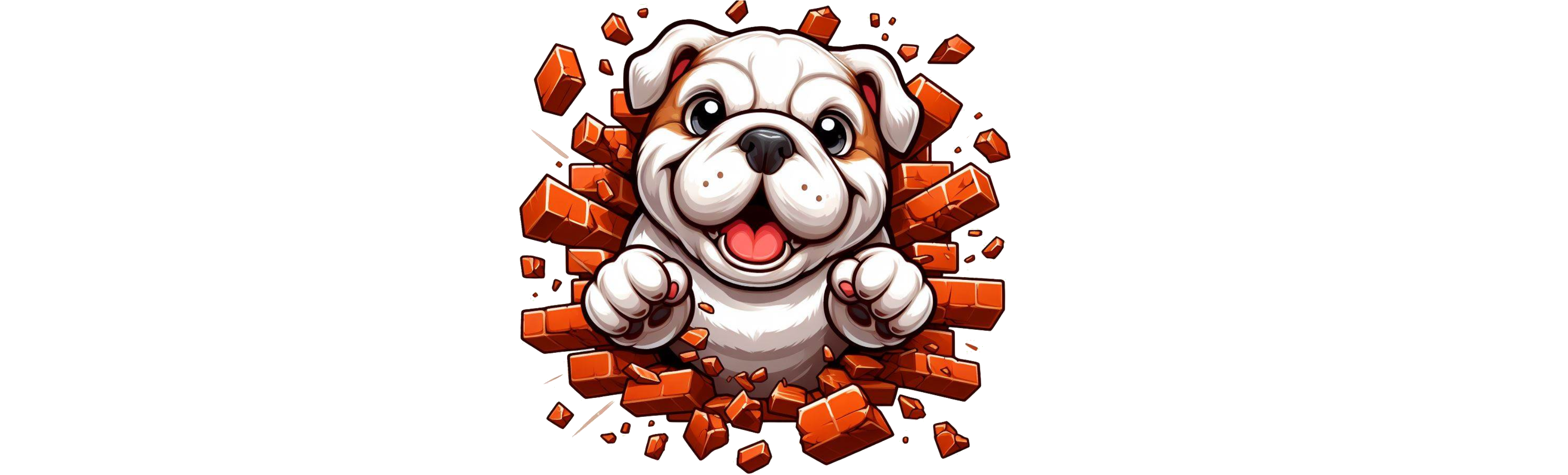 Bulldogs breaking through a brick wall